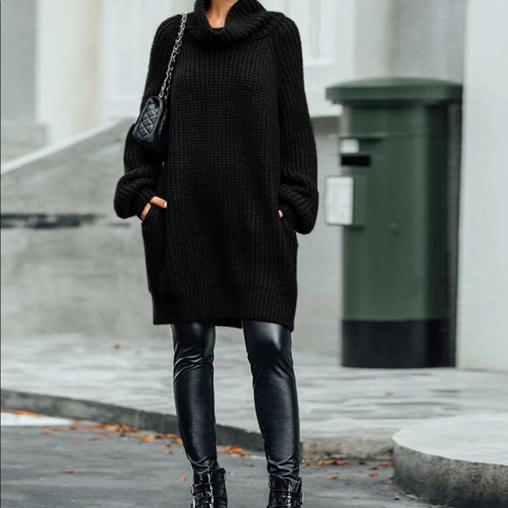 SHEIN Black Cowl Neck Sweater